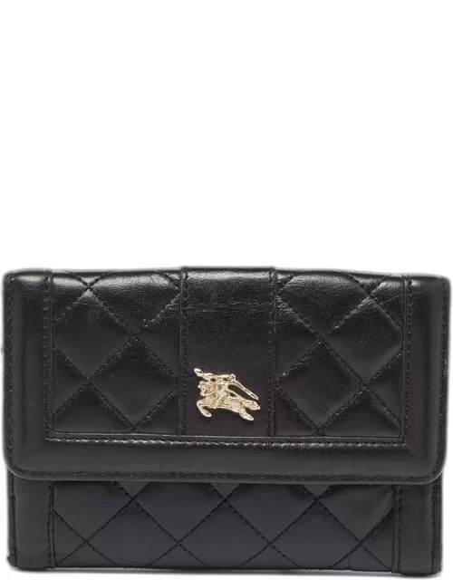 Burberry Black Leather TriFold Compact Wallet