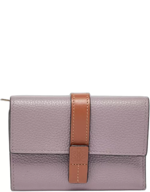 Loewe Purple/Brown Leather Trifold Wallet