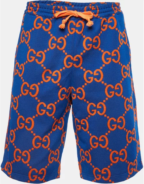 Gucci Blue Monogram Jacquard Jersey Shorts