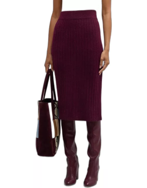 Pia Ribbed Straight Midi Skirt