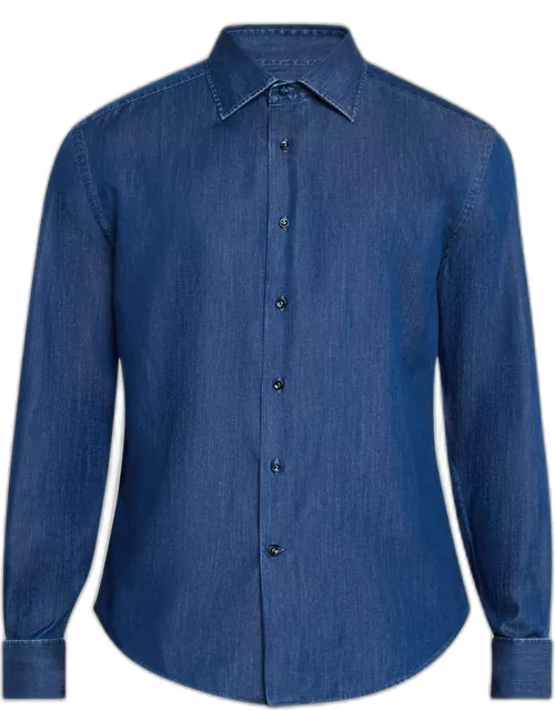 Men's Denim Tuxedo Shirt