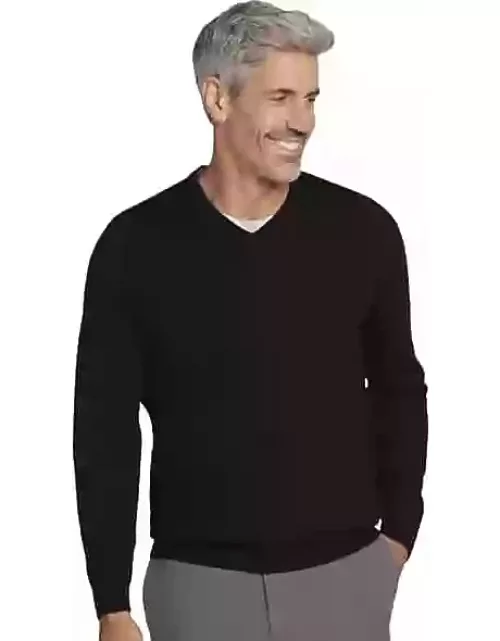 Joseph Abboud Big & Tall Men's Modern Fit Merino Wool V-Neck Sweater Black