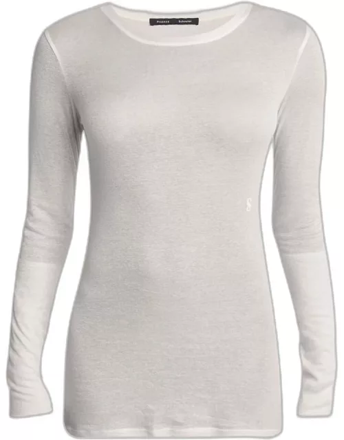 Kaiya Long-Sleeve Sheer Slub Jersey Top