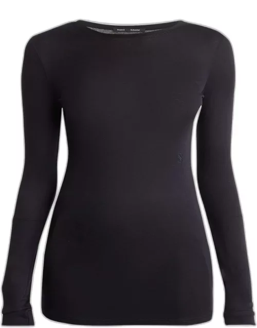 Kaiya Long-Sleeve Sheer Slub Jersey Top