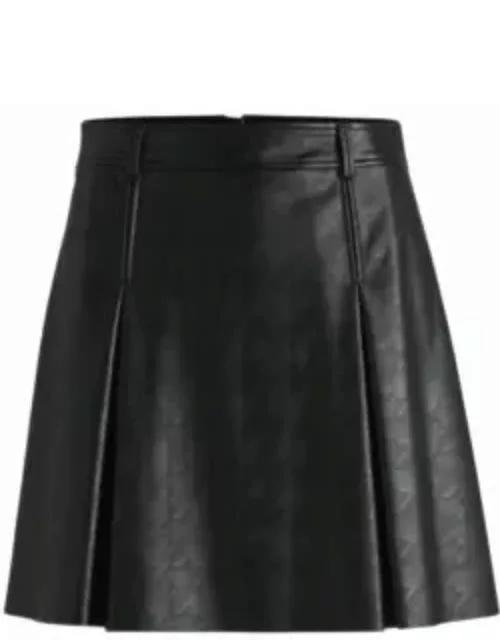 Faux-leather mini skirt with embossed houndstooth- Patterned Women's Business Skirt