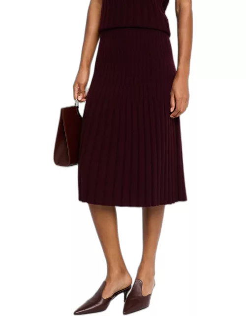 Cashmere Variegated Rib Midi Skirt