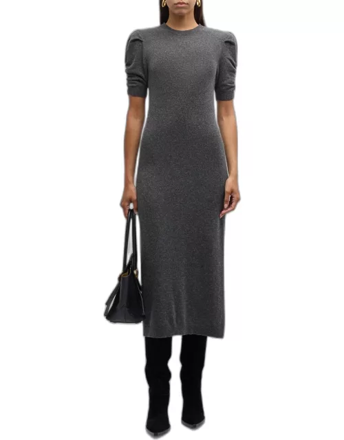 Cashmere Ruched-Sleeve Dres