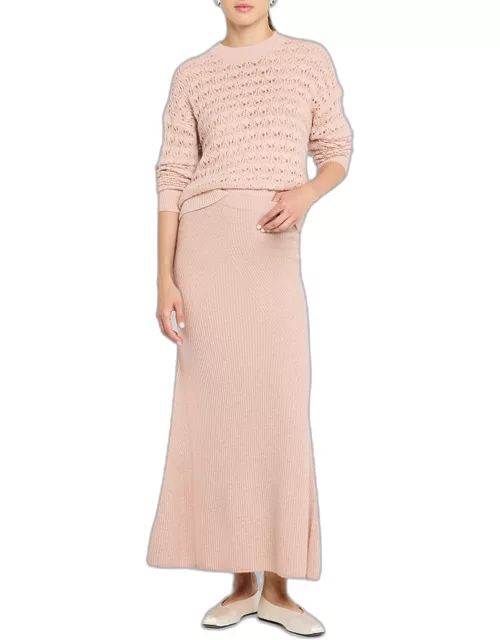 Ribbed Wool-Cashmere Midi Skirt