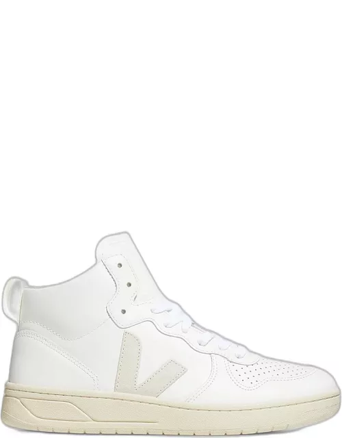 V15 Mixed Leather Mid-Top Sneaker