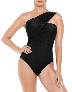 Goddess Ruched Wrap-Front One-Piece Swimsuit