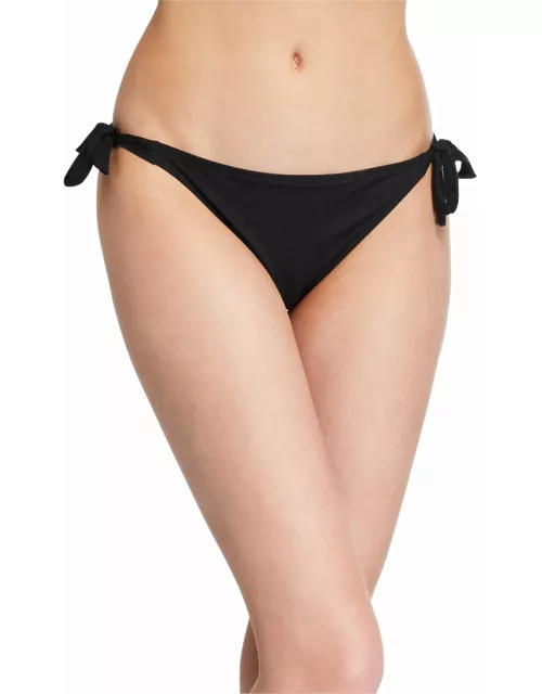 Side-Tie Laser-Cut Bikini Swim Bottoms with Narrow Side
