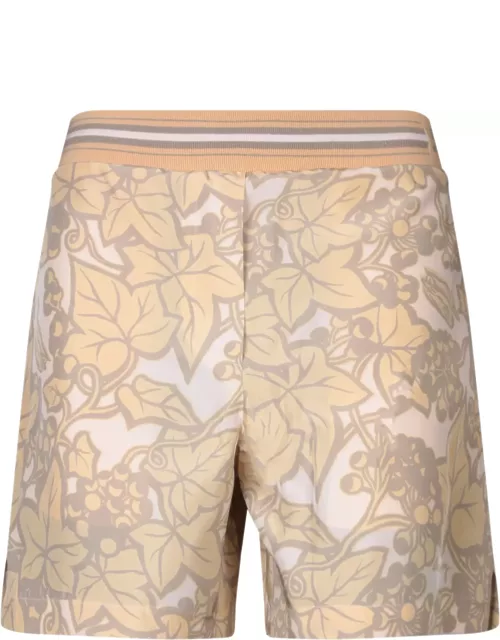 Burberry Beige Silk Shorts With Print