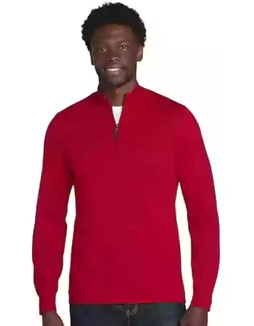 Joseph Abboud Big & Tall Men's Modern Fit Merino Wool 1/4 Zip Sweater Red