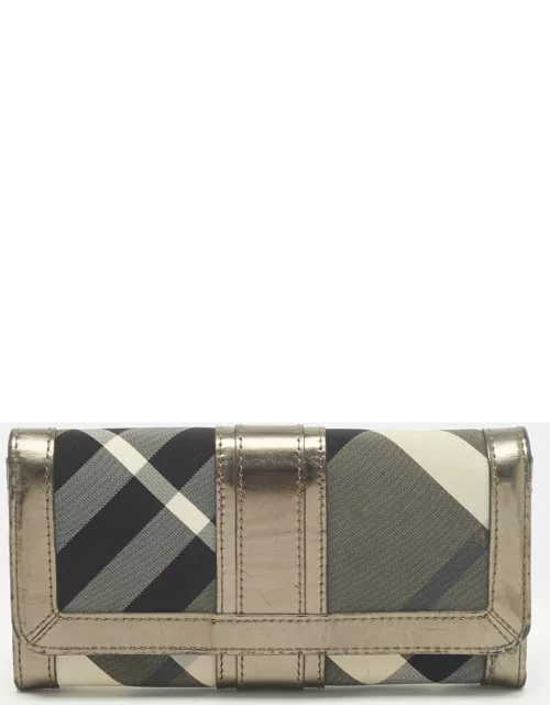 Burberry Metallic Nova check Nylon and Leather Penrose Continental Wallet