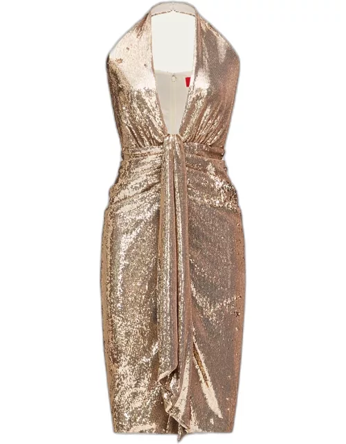 Sya Deep V-Neck Sequin Midi Dres