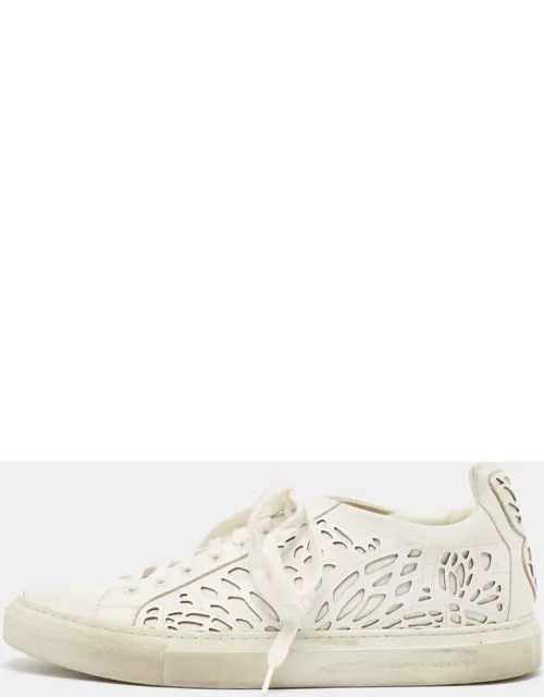 Sophia Webster White Leather Lace Up Sneaker