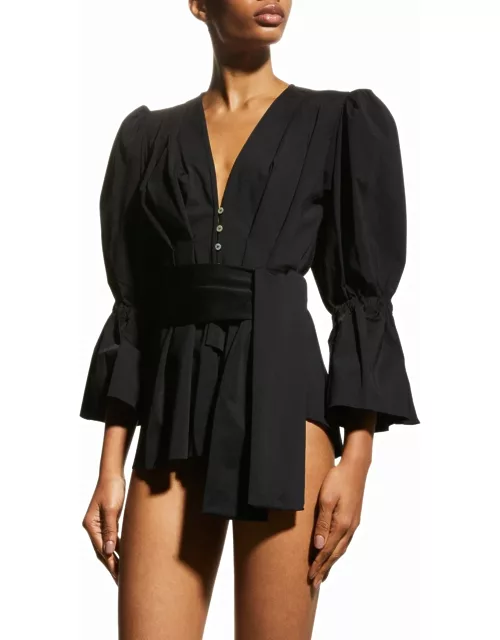 Colon Long-Sleeve Two-Piece Swimsuit