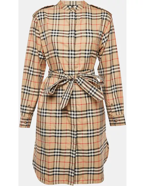 Burberry Brown Plaid Cotton Belted Shirt Dress