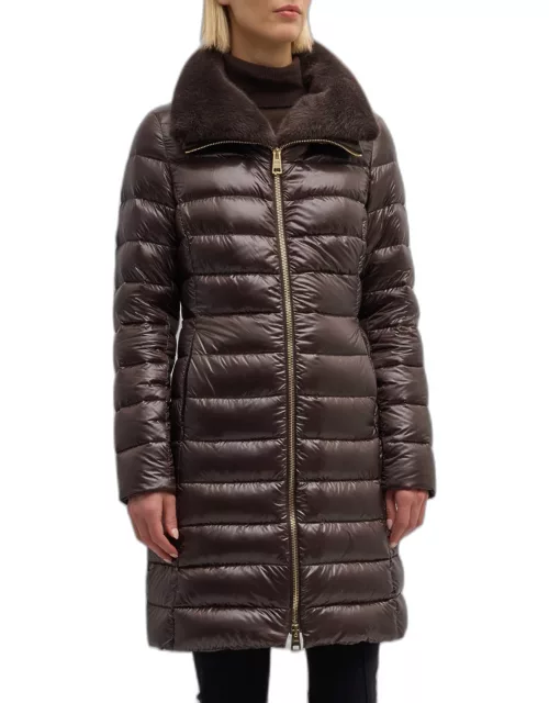 Faux Fur Ultralight Nylon Puffer Jacket