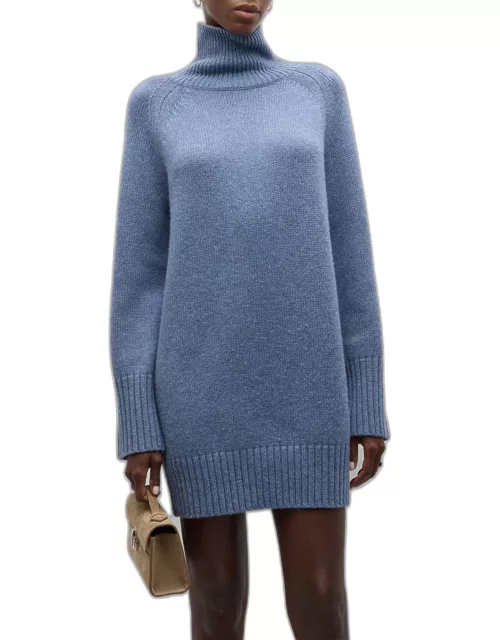 Doralisa Turtleneck Wool Mini Sweater Dres