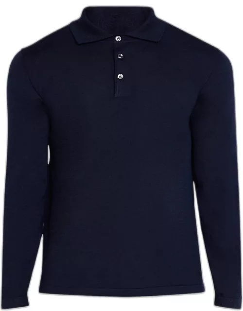 Men's Cashmere Long-Sleeve Polo Sweater