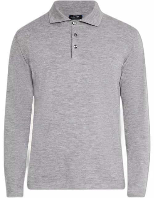 Men's Cashmere Long-Sleeve Polo Sweater