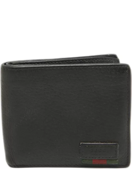 Gucci Black Leather Web Bifold Wallet