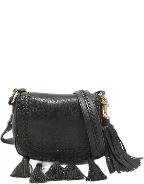 Michael Kors Black Leather Moroccan Saddle Crossbody Bag