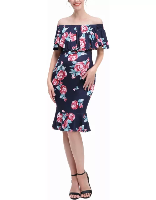 Maternity Kathryn Off-Shoulder Floral-Print Dres