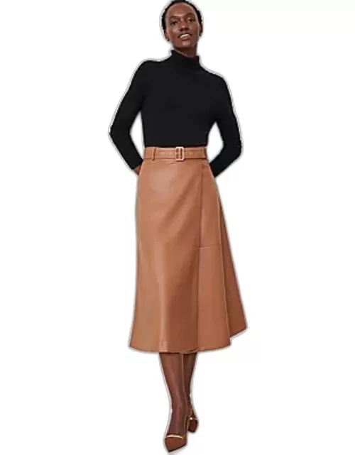 Ann Taylor Petite Faux Leather Belted Wrap Skirt