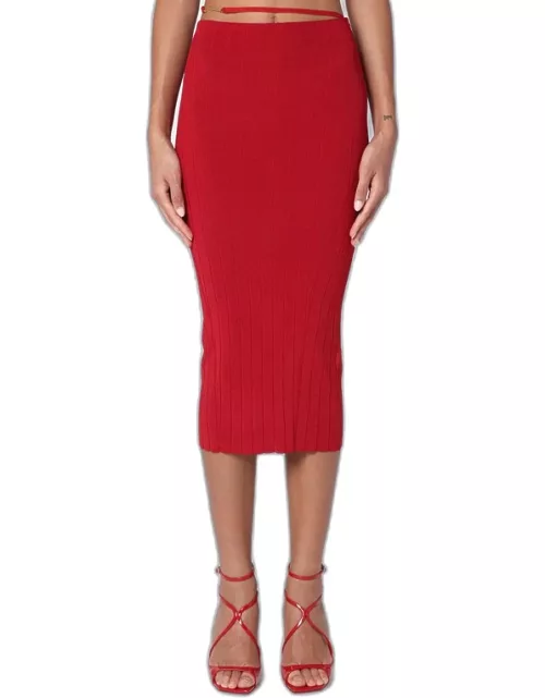 Pralù red midi skirt