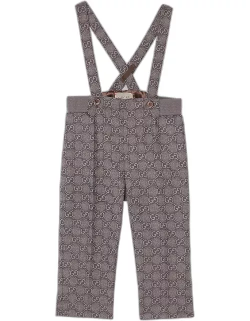 Wool flannel dungarees with brown GG pattern