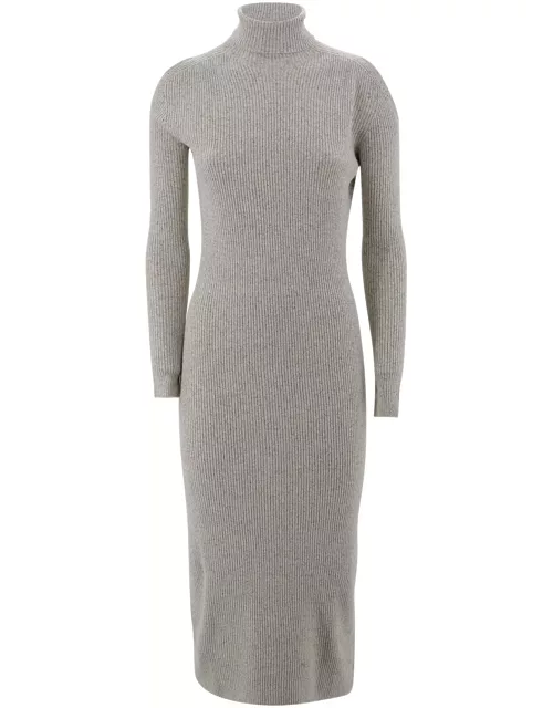 D. Exterior Ribbed Turtleneck Dres