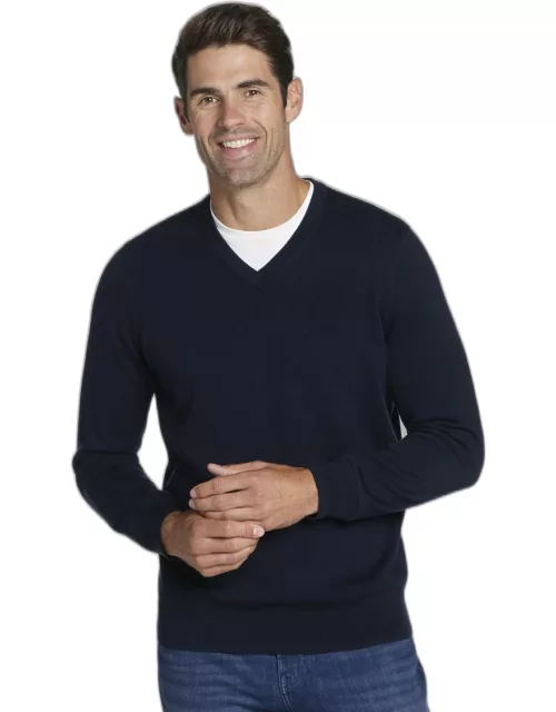 JoS. A. Bank Men's Jos. A Bank Pima Cotton V-neck Sweater- Big and Tall, Navy, XX Large