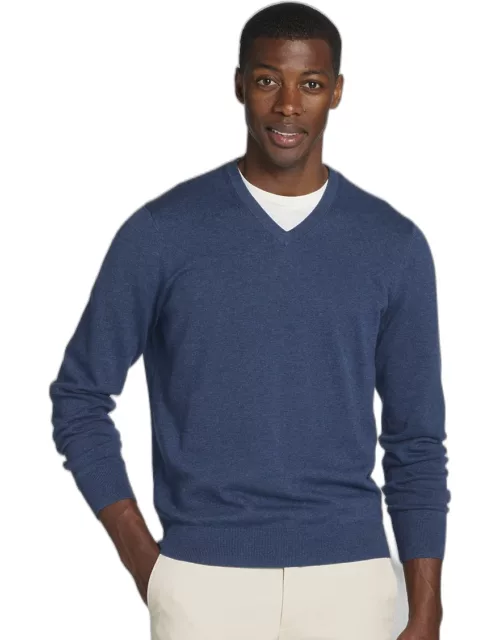 JoS. A. Bank Men's Jos. A Bank Pima Cotton V-neck Sweater- Big and Tall, Dk Blue Indigo, XX Large