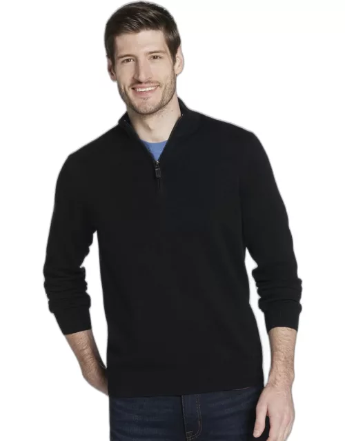 JoS. A. Bank Men's Jos. A Bank Pima Cotton Quarter Zip Sweater- Big and Tall, Black, XLARGE TAL