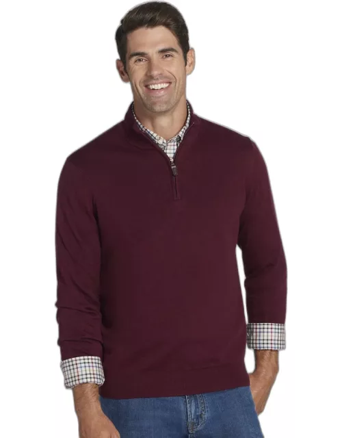 JoS. A. Bank Men's Jos. A Bank Pima Cotton Quarter Zip Sweater- Big and Tall, Tawny Port, XLARGE TAL