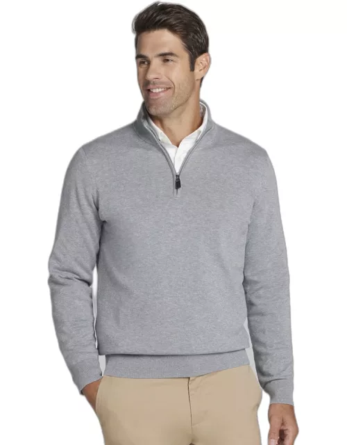 JoS. A. Bank Men's Jos. A Bank Pima Cotton Quarter Zip Sweater- Big and Tall, Alloy Heather, XLARGE TAL