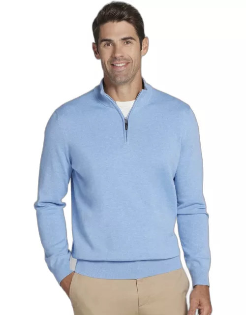 JoS. A. Bank Men's Jos. A Bank Pima Cotton Quarter Zip Sweater- Big and Tall, Della Robbia Bl, XLARGE TAL