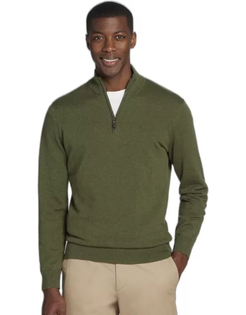 JoS. A. Bank Men's Jos. A Bank Pima Cotton Quarter Zip Sweater- Big and Tall, Loden Green, XLARGE TAL