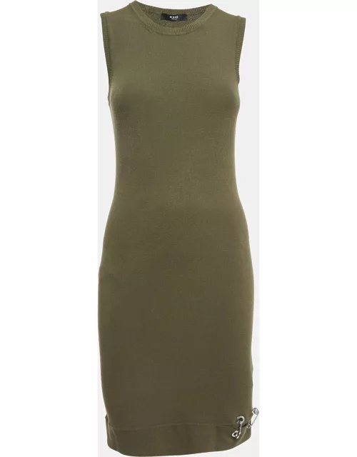 Versus Versace Green Knit Pin Detail Mini Dress