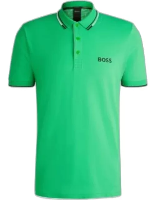 Polo shirt with contrast logos- Light Green Men's Polo Shirt