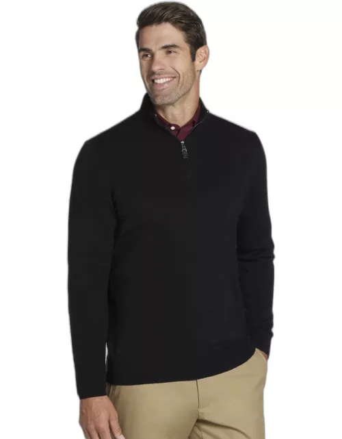 JoS. A. Bank Big & Tall Men's Jos. A Bank Merino Wool Quarter Zip Sweater , Black, XX Large