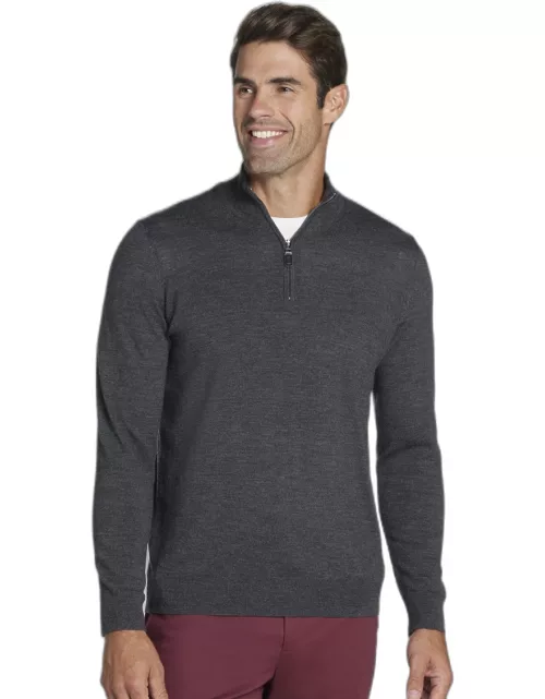 JoS. A. Bank Big & Tall Men's Jos. A Bank Merino Wool Quarter Zip Sweater , Dark Grey, XX Large