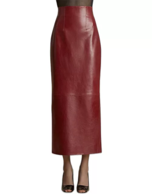 Loxley Long Leather Pencil Skirt