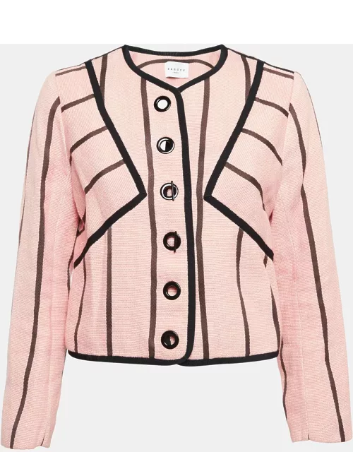 Sandro Pink Striped Cotton Canvas Jacket