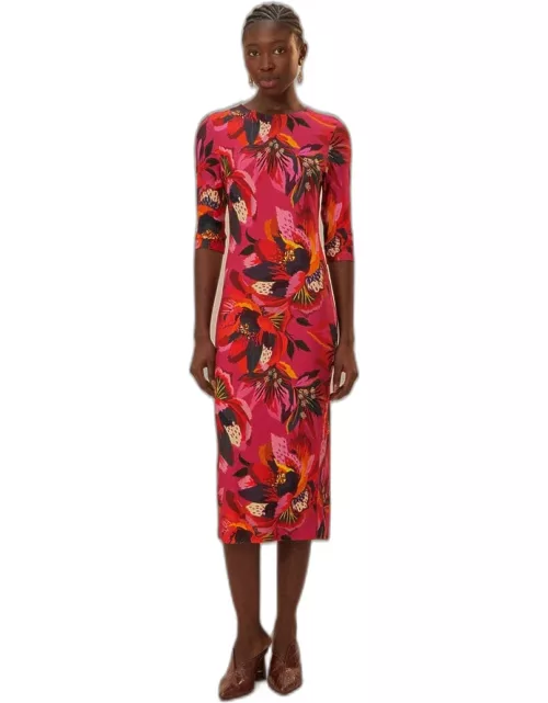 Colorful Flowers Jersey Midi Dress, COLORFUL FLOWERS /