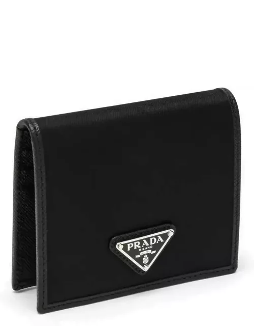 Prada Black Wallet In Nylon E Saffiano