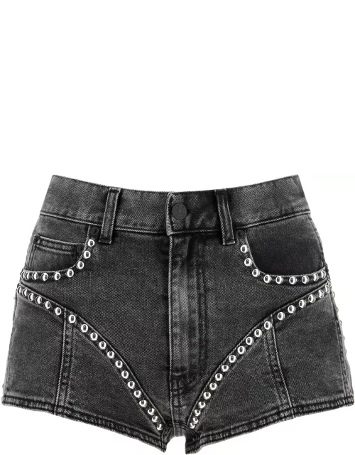 MUGLER denim shorts with studs and embel