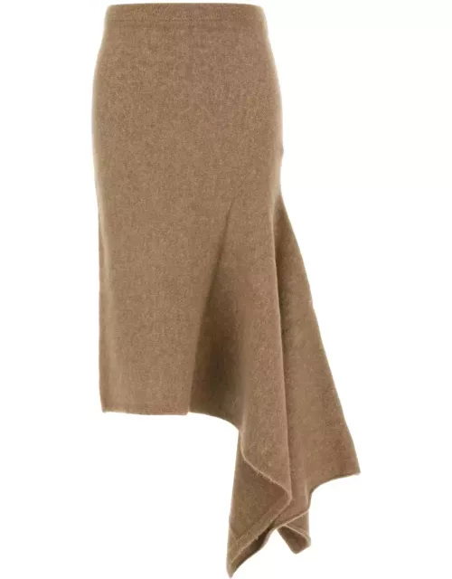 Ferragamo Camel Stretch Alpaca Blend Skirt